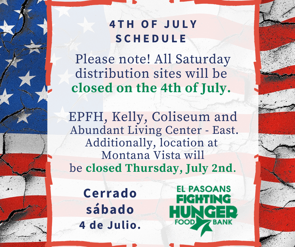 4th of July Distribution Schedule 