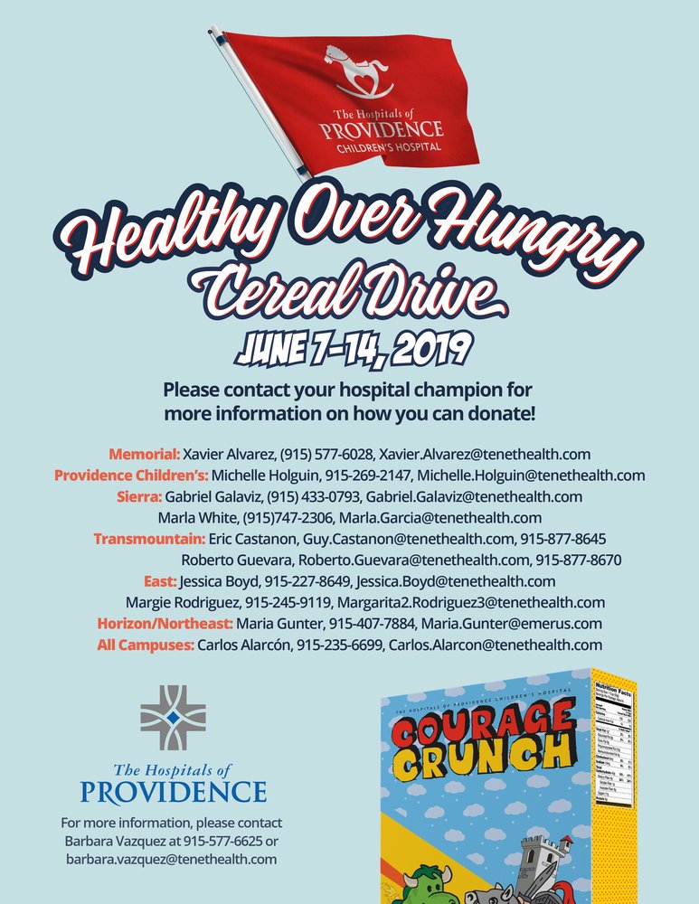 Healthy Over Hungry: The Hospitals of Providence and Tenet Healthcare Cereal Drive