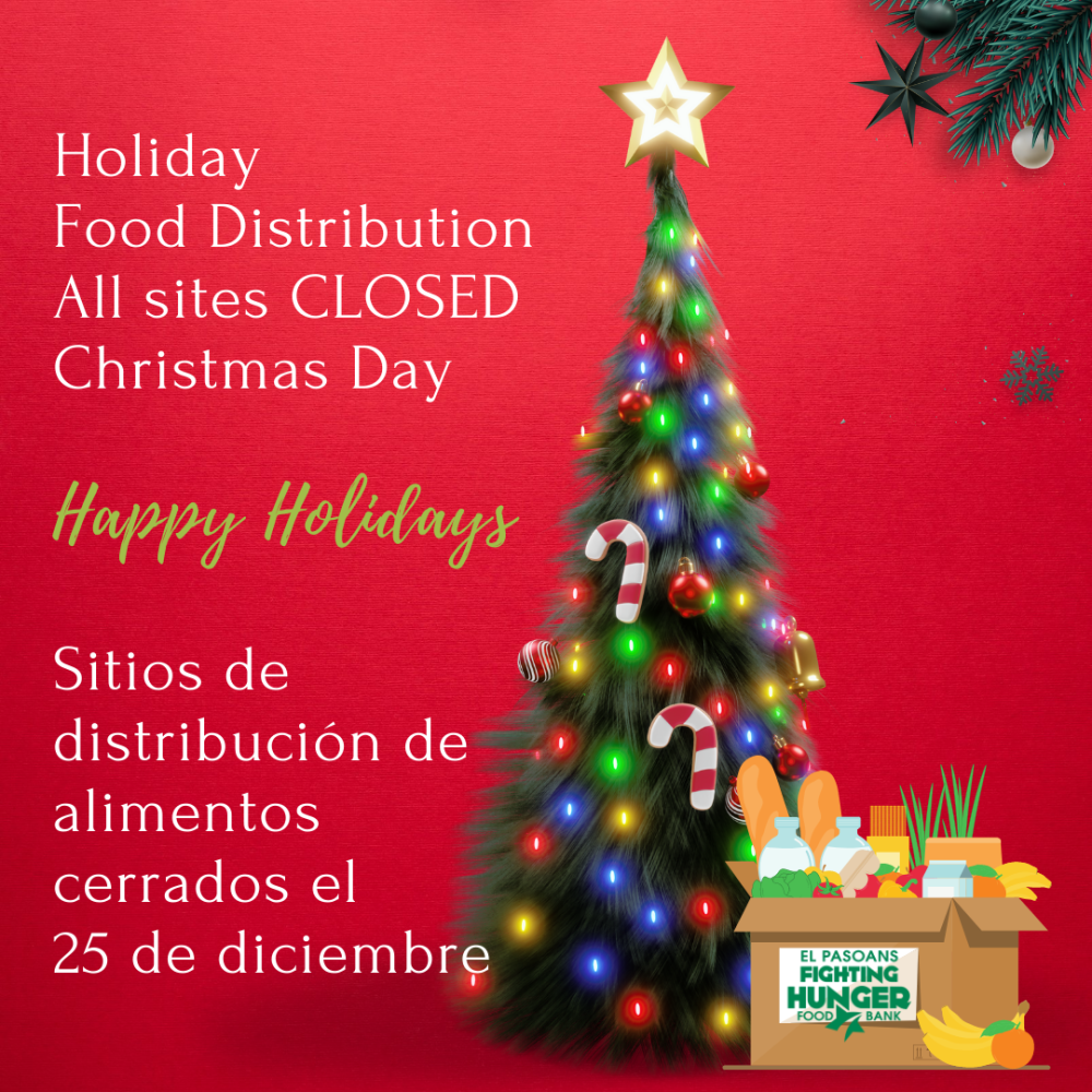 Open food distribution sites for the Holidays 