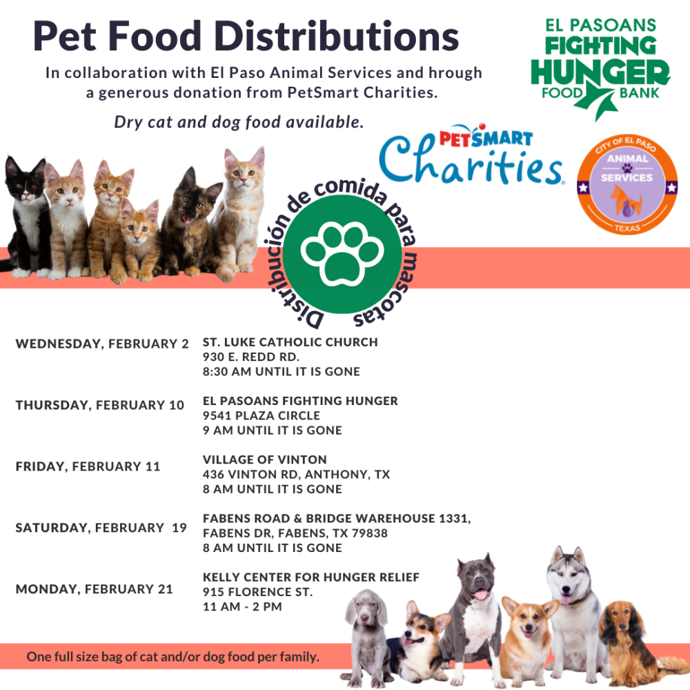 Pet food distributions for the month of February, 2022. 