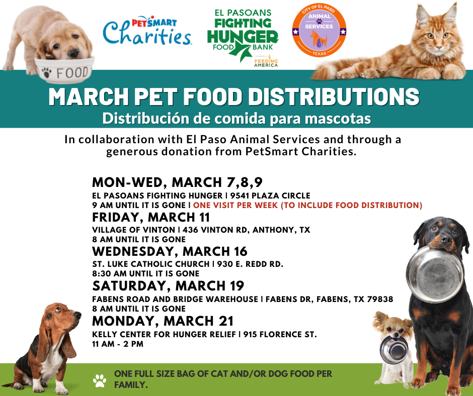 Pet food distributions for the month of March, 2022. 