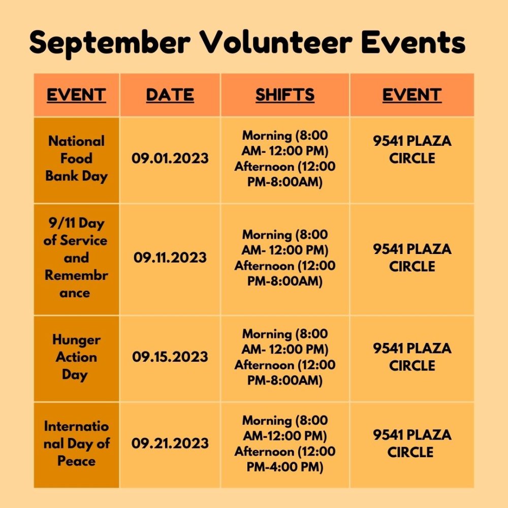 September Volunteer events 